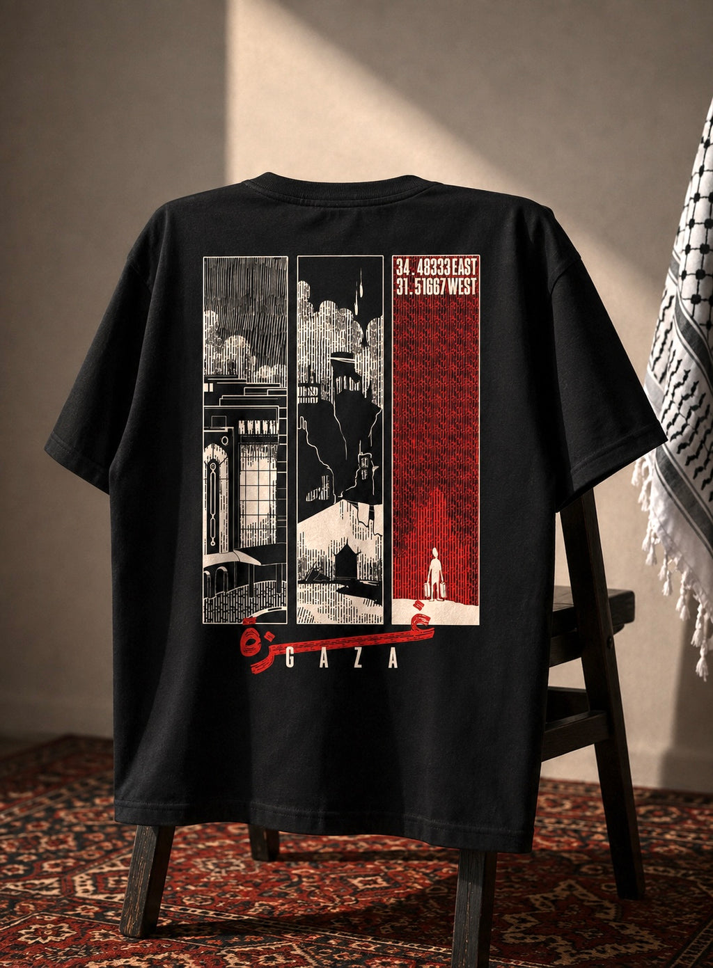 Gaza Coordinates Shirt | 31.5°N 34.4°E Tee