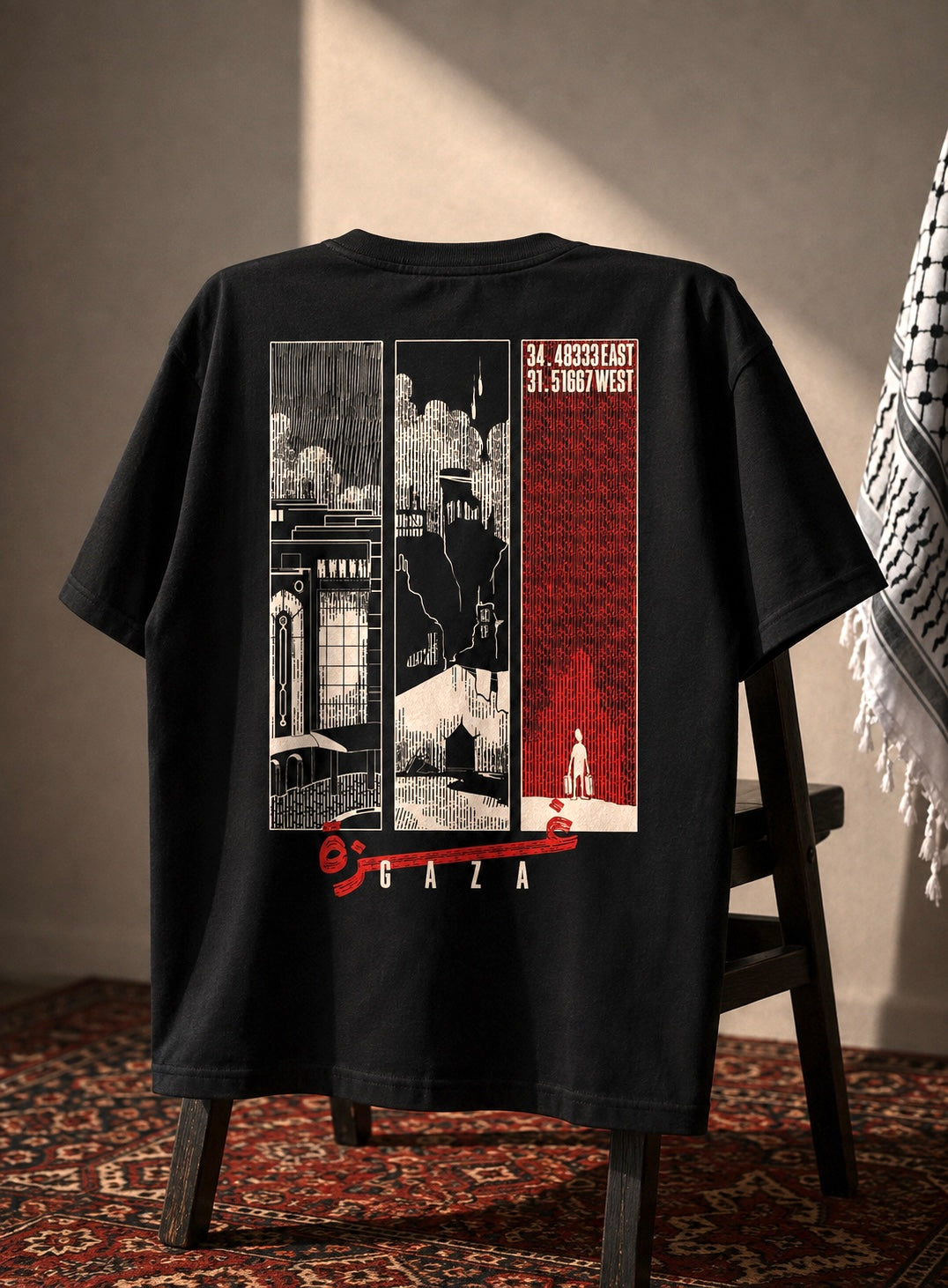 Gaza Coordinates Shirt | 31.5°N 34.4°E Tee