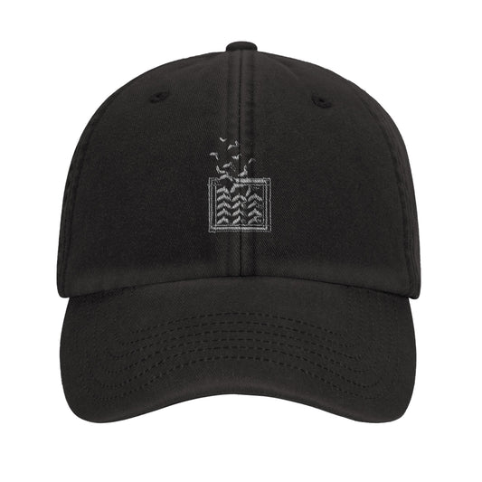 Birds of Freedom Dad Hat - Vintage dad hat that carries a message of freedom embroidered design of kuffiey transforming into birds of peace and freedom