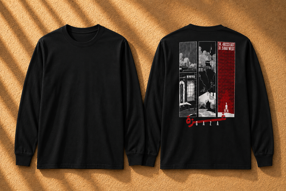 Gaza Coordinates Long Sleeve Tee | Palestinian Statement Top