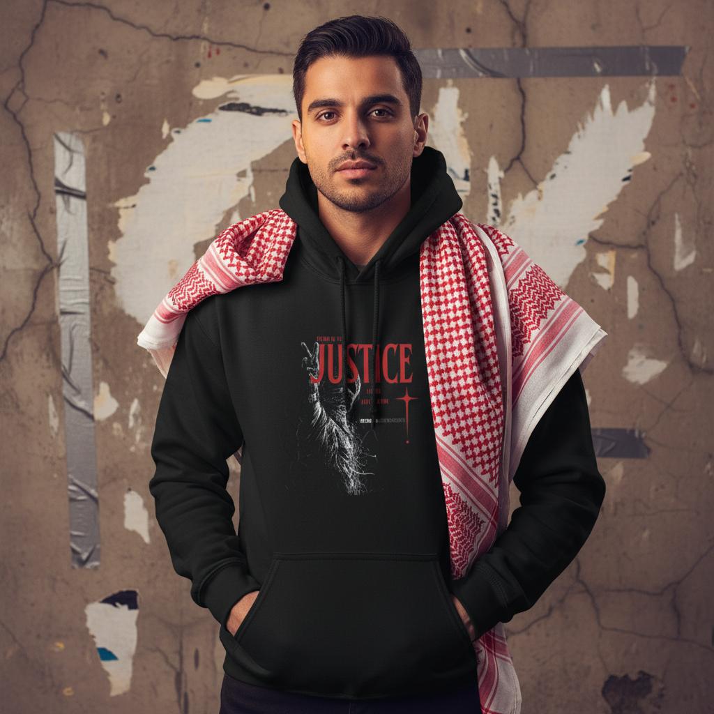 Chris Hedges- But We did not Try Hard Enought | handsome arab man wearing kuffiyeh on shoulders with hands in pockets. image for upper half only. background old cracked wall with some torn plain posters and torn out duct-tape. black and white image. only model in full color with glowing light on model